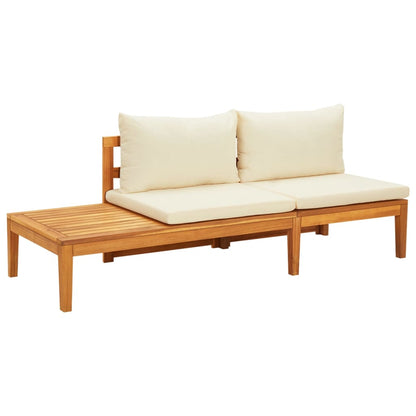 vidaXL Salon de jardin 4 pcs avec coussins crème bois d'acacia