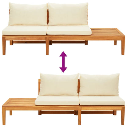 vidaXL Salon de jardin 4 pcs avec coussins crème bois d'acacia