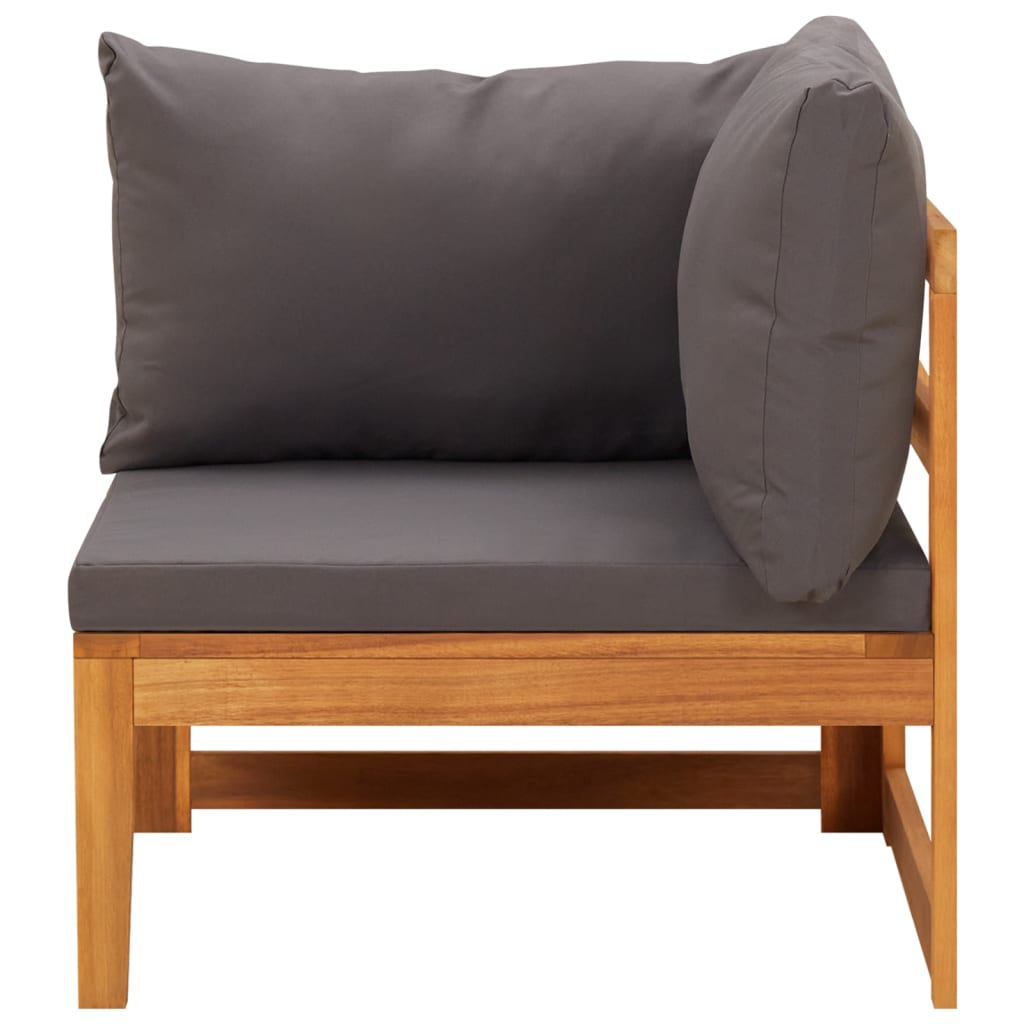 vidaXL Salon de jardin 4 pcs avec coussins gris foncé Bois d'acacia