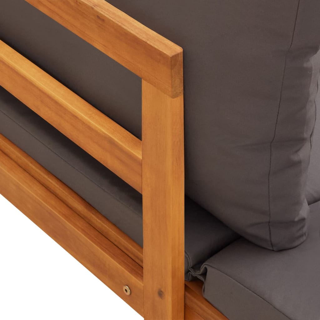 vidaXL Salon de jardin 4 pcs avec coussins gris foncé Bois d'acacia