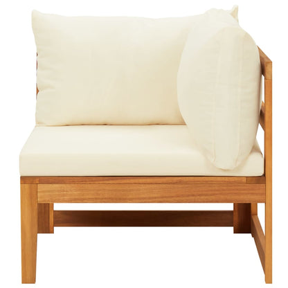 vidaXL Salon de jardin 4 pcs avec coussins crème bois d'acacia