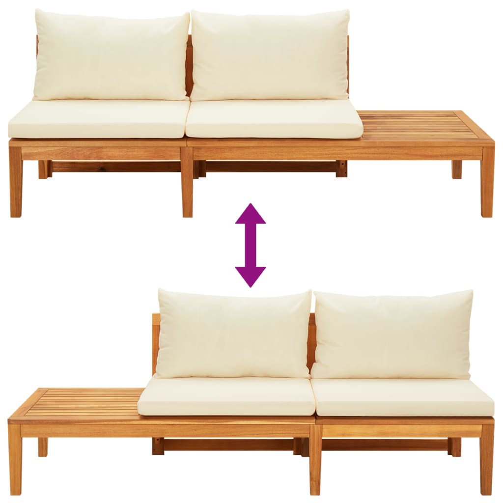 vidaXL Salon de jardin 4 pcs avec coussins crème bois d'acacia