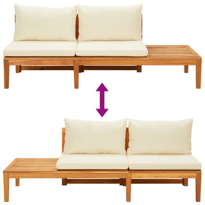 vidaXL Salon de jardin 4 pcs avec coussins crème bois d'acacia