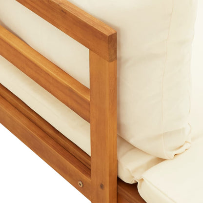 vidaXL Salon de jardin 4 pcs avec coussins crème bois d'acacia