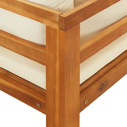 vidaXL Salon de jardin 4 pcs avec coussins crème bois d'acacia