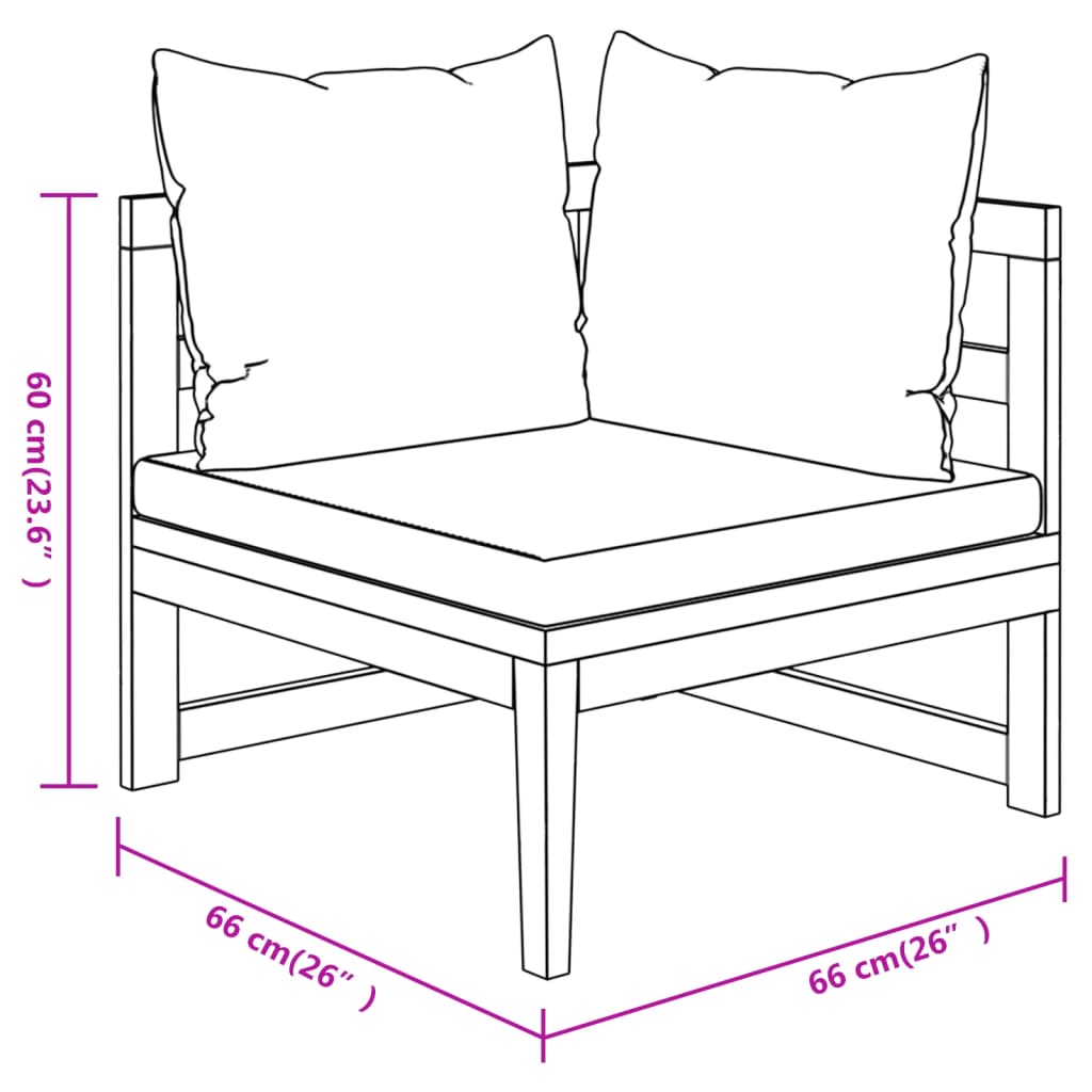 vidaXL 4-tlg. Garten-Lounge-Set mit Dunkelgrauen Kissen Akazienholz