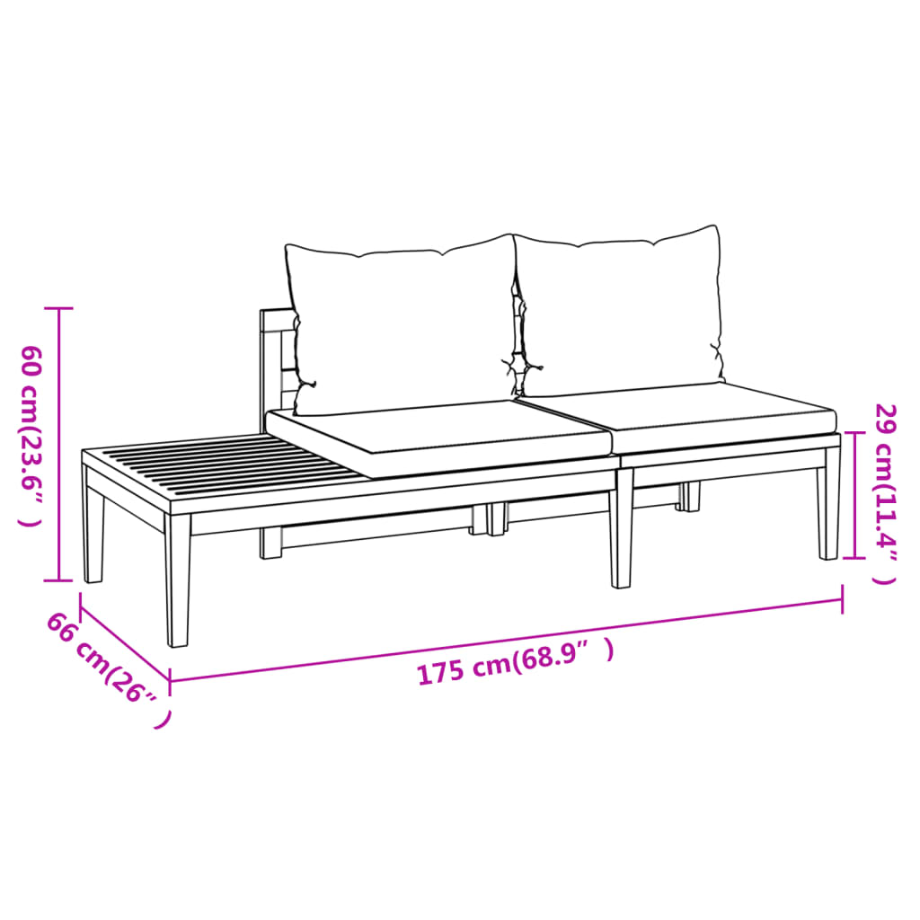 vidaXL 4-tlg. Garten-Lounge-Set mit Dunkelgrauen Kissen Akazienholz