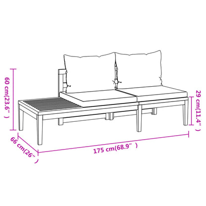 vidaXL 4-tlg. Garten-Lounge-Set mit Dunkelgrauen Kissen Akazienholz