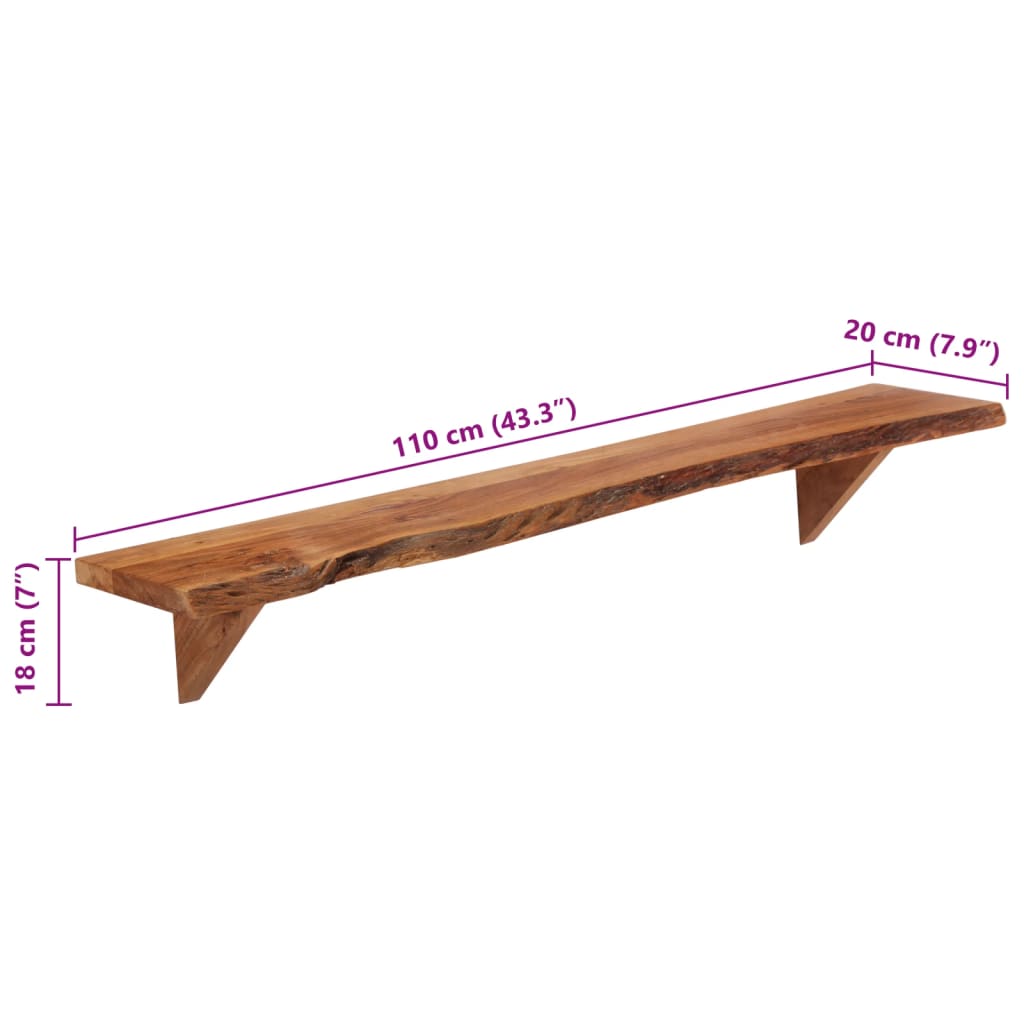 vidaXL Wandregale 2 Stk. 110x20x18 cm Massivholz Akazie