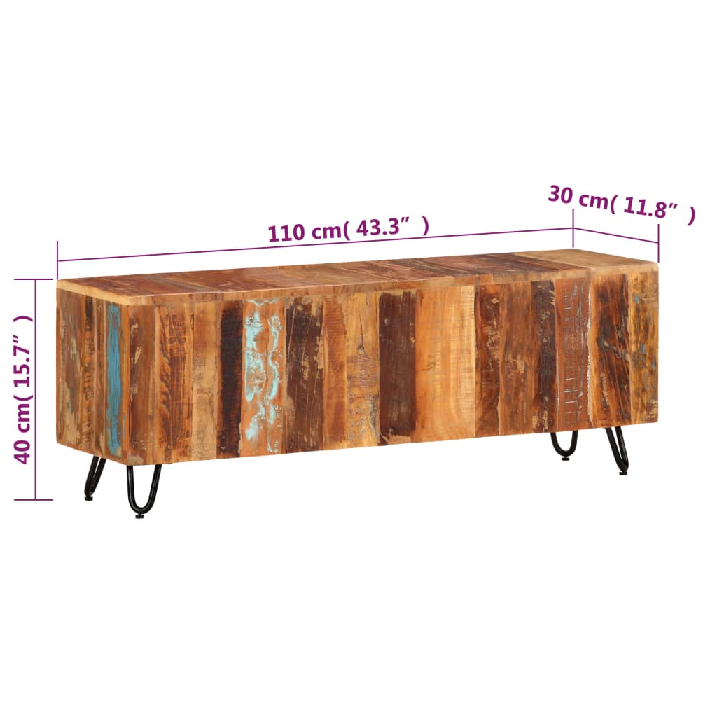 vidaXL Meuble TV 110x30x40 cm Bois de récupération Massif