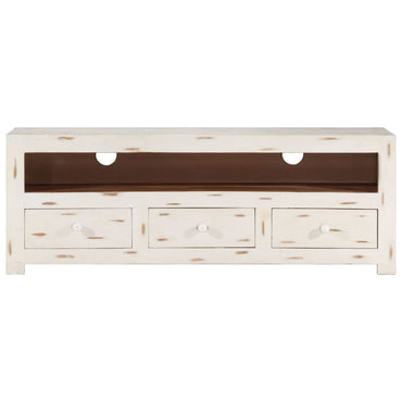 vidaXL Meuble TV en bois d'acacia massif 110x30x40 cm Blanc