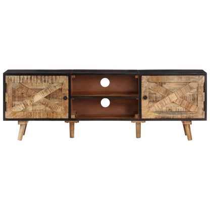 vidaXL TV-Schrank 140x30x46 cm Rohes Mangoholz und Massivholz Akazie