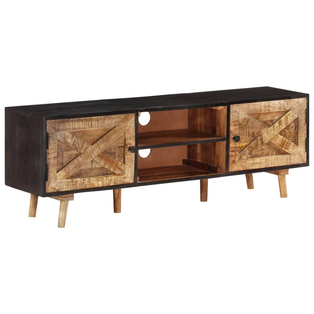 vidaXL TV-Schrank 140x30x46 cm Rohes Mangoholz und Massivholz Akazie