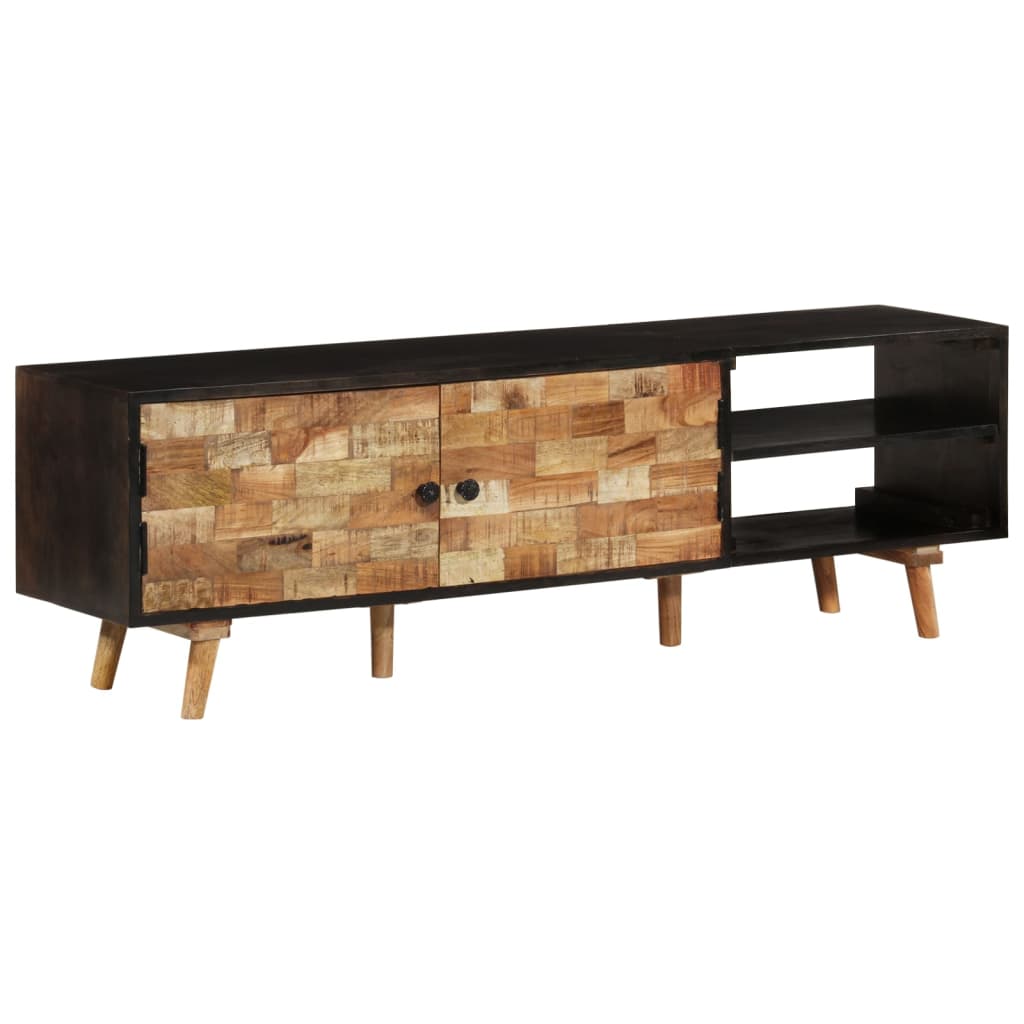vidaXL TV-Schrank 140x30x45 cm Rohes Mangoholz und Massivholz Akazie