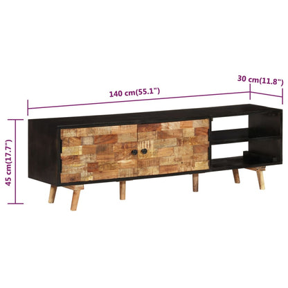 vidaXL TV-Schrank 140x30x45 cm Rohes Mangoholz und Massivholz Akazie