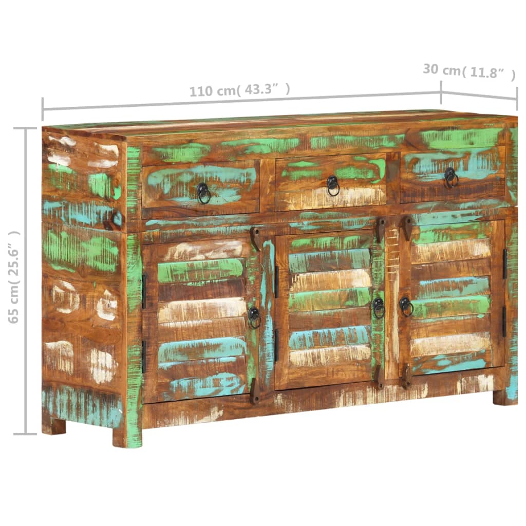 vidaXL Sideboard 110x30x65 cm Altholz Massiv