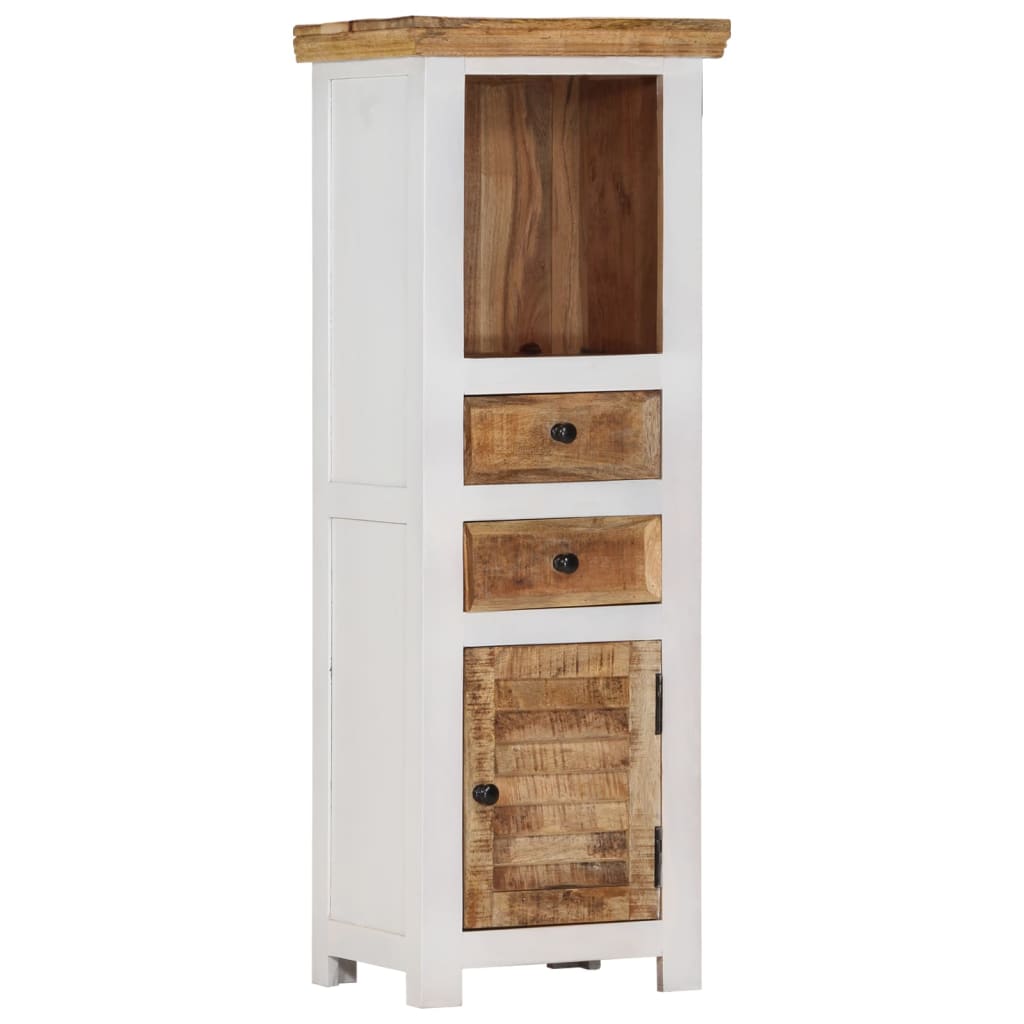 vidaXL Highboard Braun & Weiß 40x30x110 cm Massivholz Mango und Akazie