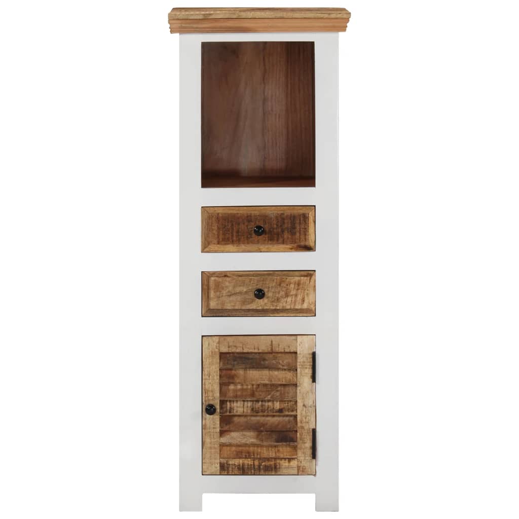 vidaXL Highboard Braun & Weiß 40x30x110 cm Massivholz Mango und Akazie