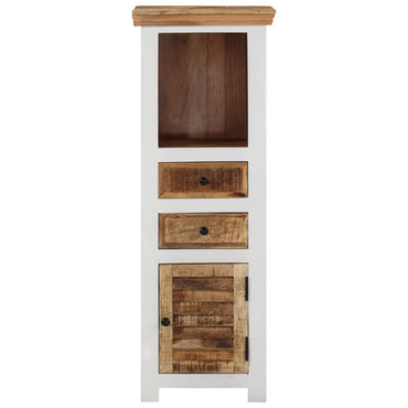 vidaXL Highboard Braun & Weiß 40x30x110 cm Massivholz Mango und Akazie