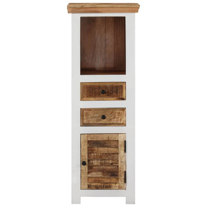 vidaXL Highboard Braun & Weiß 40x30x110 cm Massivholz Mango und Akazie