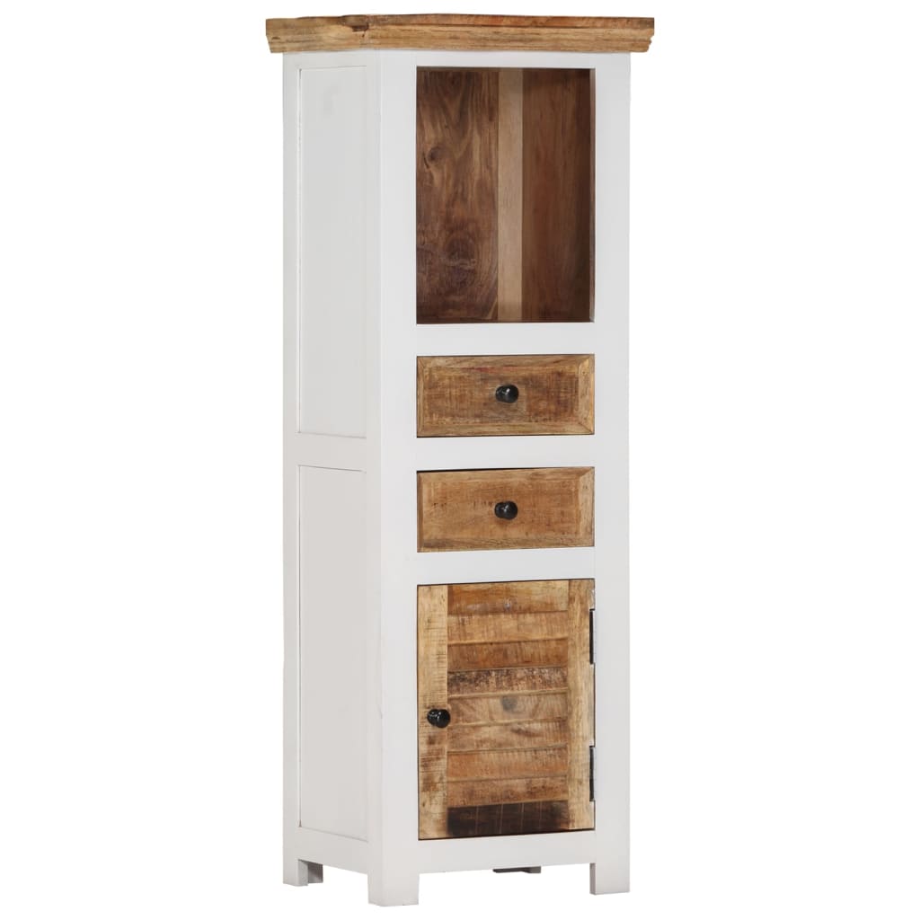vidaXL Highboard Braun & Weiß 40x30x110 cm Massivholz Mango und Akazie