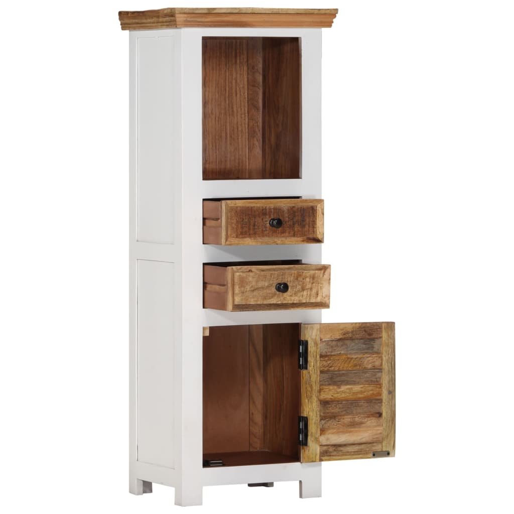 vidaXL Highboard Braun & Weiß 40x30x110 cm Massivholz Mango und Akazie