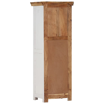 vidaXL Highboard Braun & Weiß 40x30x110 cm Massivholz Mango und Akazie