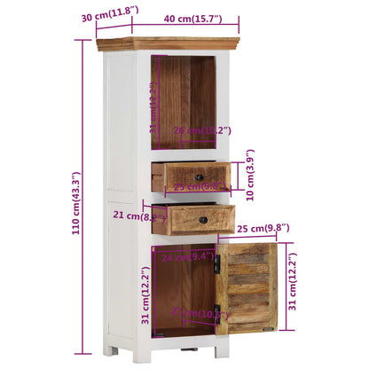 vidaXL Highboard Braun & Weiß 40x30x110 cm Massivholz Mango und Akazie