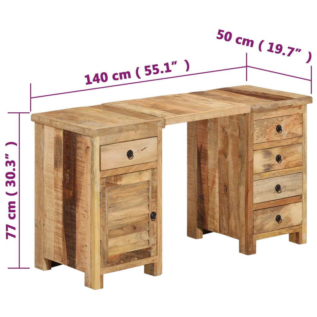 vidaXL Schreibtisch Massivholz Mango 140x50x77 cm