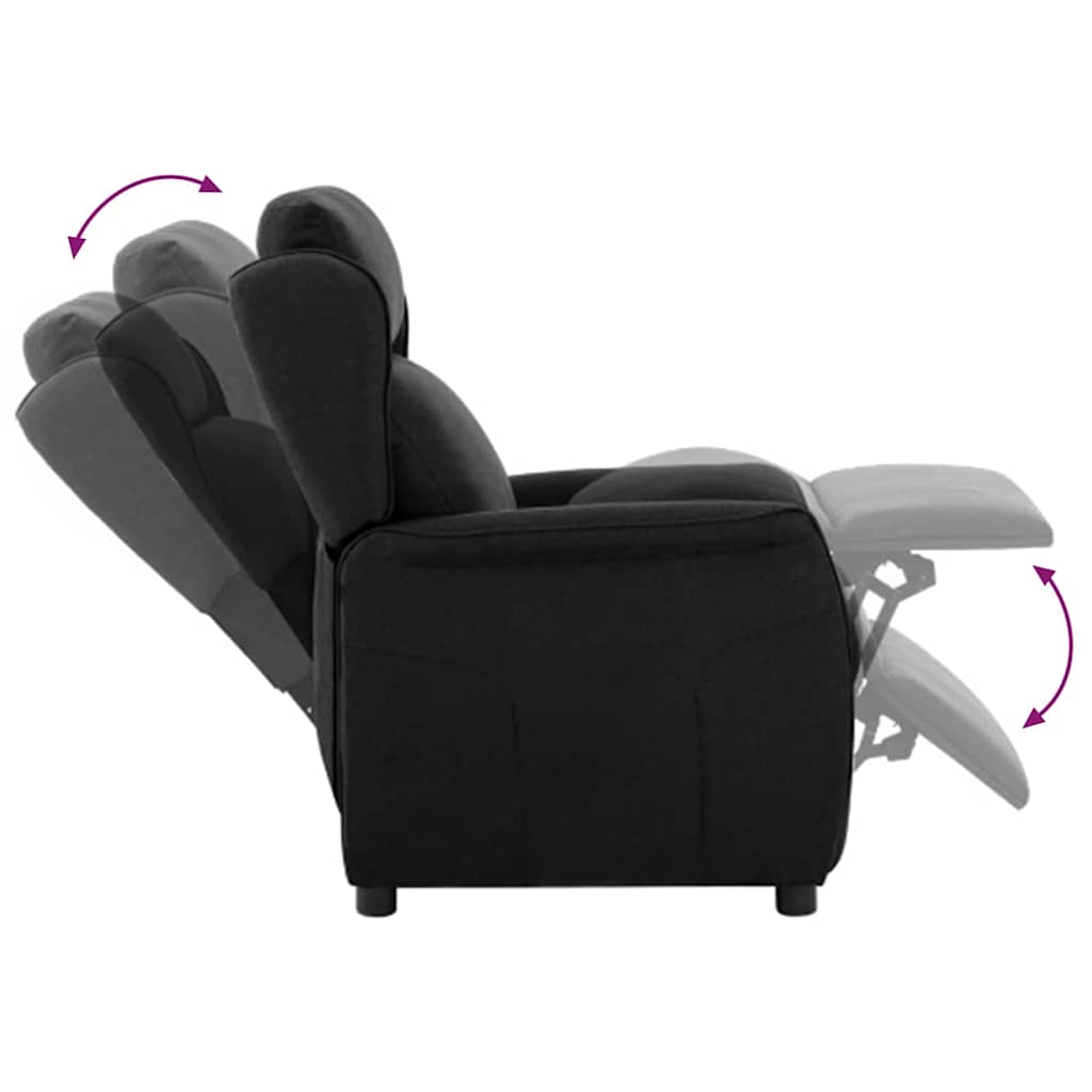vidaXL Chaise longue Noir 66,5 x 94 x 101,5 cm Polyester