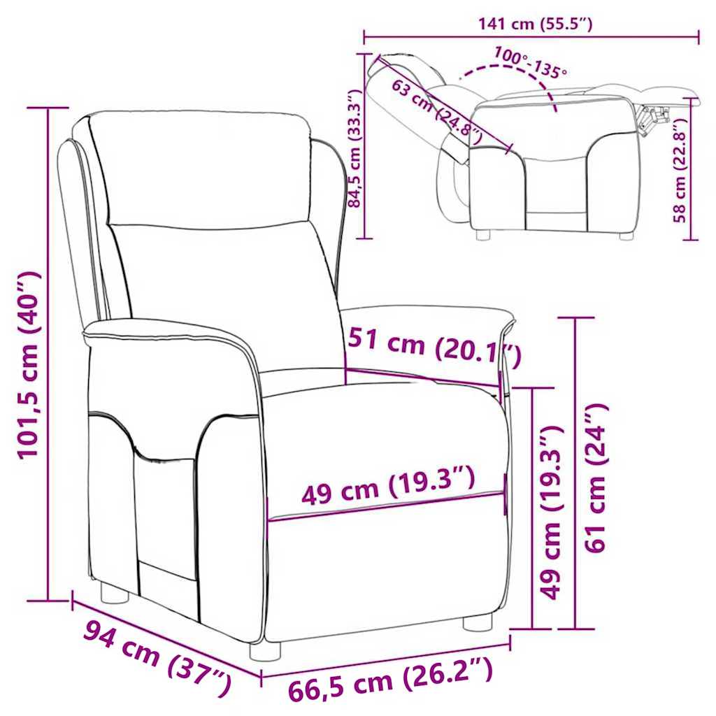vidaXL Chaise longue Rouge bordeaux 66,5 x 94 x 101,5 cm Polyester