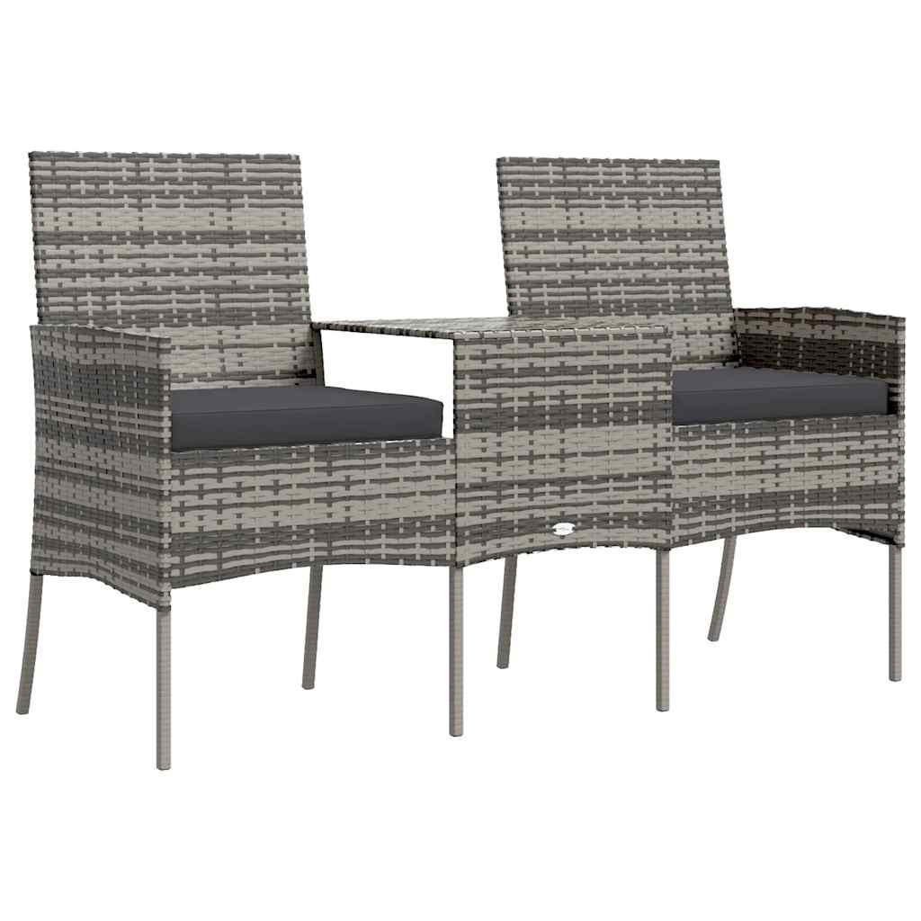 vidaXL Canapé de jardin 2 places avec table basse résine tressée anthracite