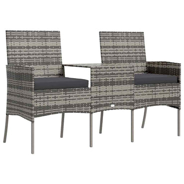 vidaXL Canapé de jardin 2 places avec table basse résine tressée anthracite
