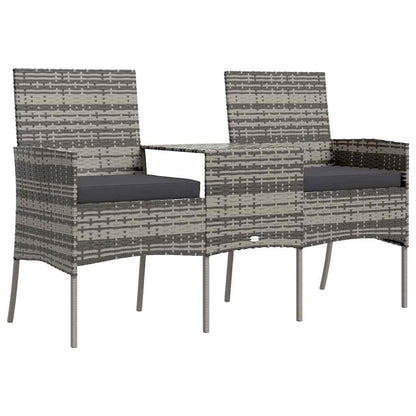 vidaXL Canapé de jardin 2 places avec table basse résine tressée anthracite