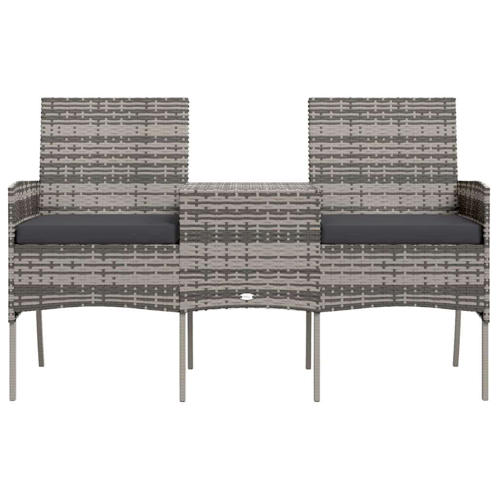 vidaXL Canapé de jardin 2 places avec table basse résine tressée anthracite