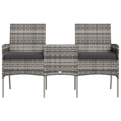 vidaXL Canapé de jardin 2 places avec table basse résine tressée anthracite