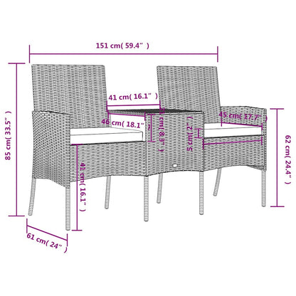 vidaXL Canapé de jardin 2 places avec table basse résine tressée anthracite