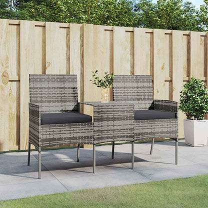 vidaXL Canapé de jardin 2 places avec table basse résine tressée anthracite