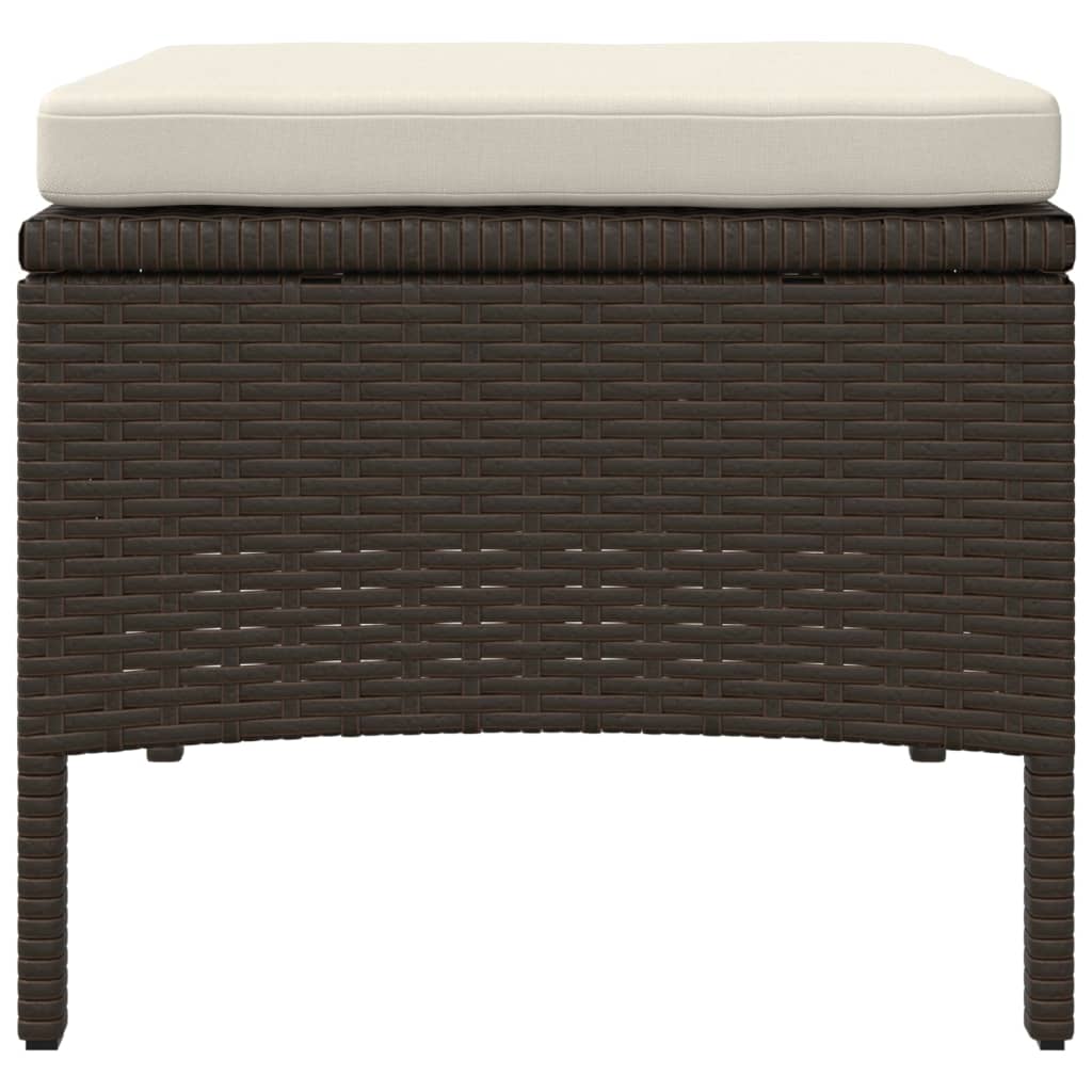 vidaXL Canapé de jardin 2 places avec table et tabourets en résine tressée marron