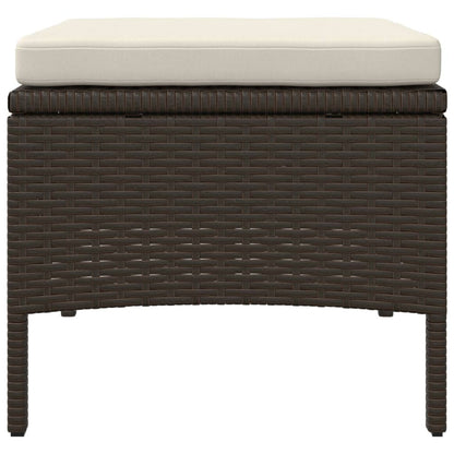 vidaXL Canapé de jardin 2 places avec table et tabourets en résine tressée marron