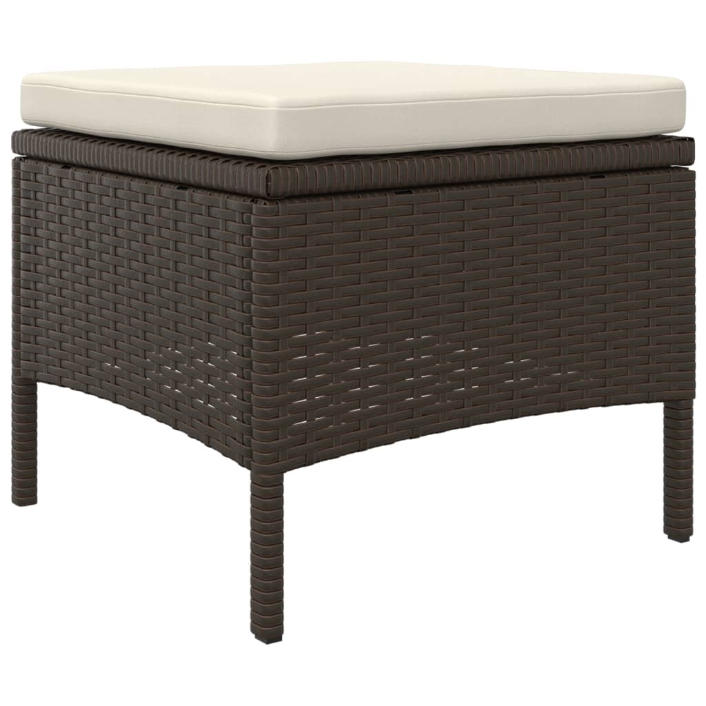 vidaXL Canapé de jardin 2 places avec table et tabourets en résine tressée marron