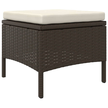 vidaXL Canapé de jardin 2 places avec table et tabourets en résine tressée marron