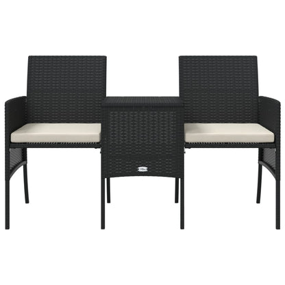 vidaXL Canapé de jardin 2 places avec table et tabourets résine tressée noir