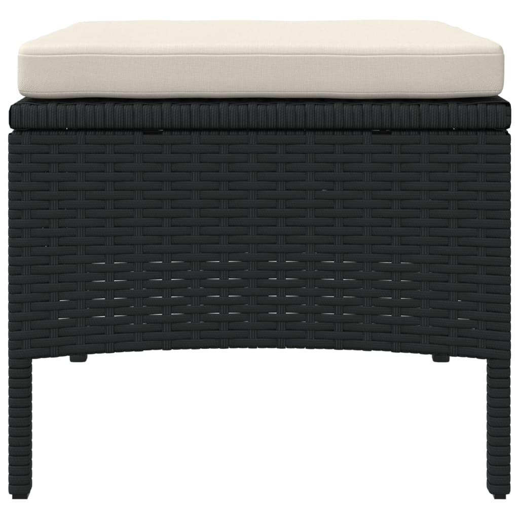 vidaXL Canapé de jardin 2 places avec table et tabourets résine tressée noir