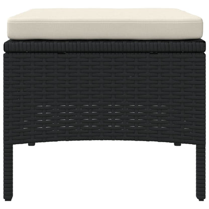 vidaXL Canapé de jardin 2 places avec table et tabourets résine tressée noir
