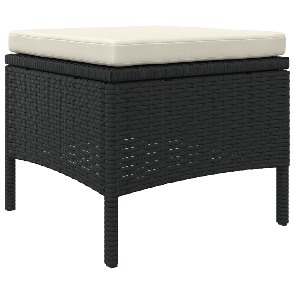 vidaXL Canapé de jardin 2 places avec table et tabourets résine tressée noir