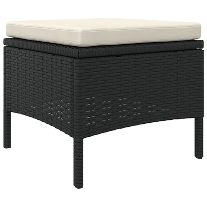 vidaXL Canapé de jardin 2 places avec table et tabourets résine tressée noir