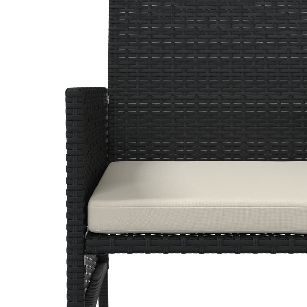 vidaXL Canapé de jardin 2 places avec table et tabourets résine tressée noir