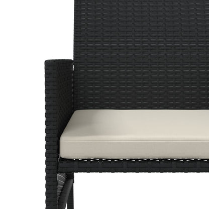 vidaXL Canapé de jardin 2 places avec table et tabourets résine tressée noir