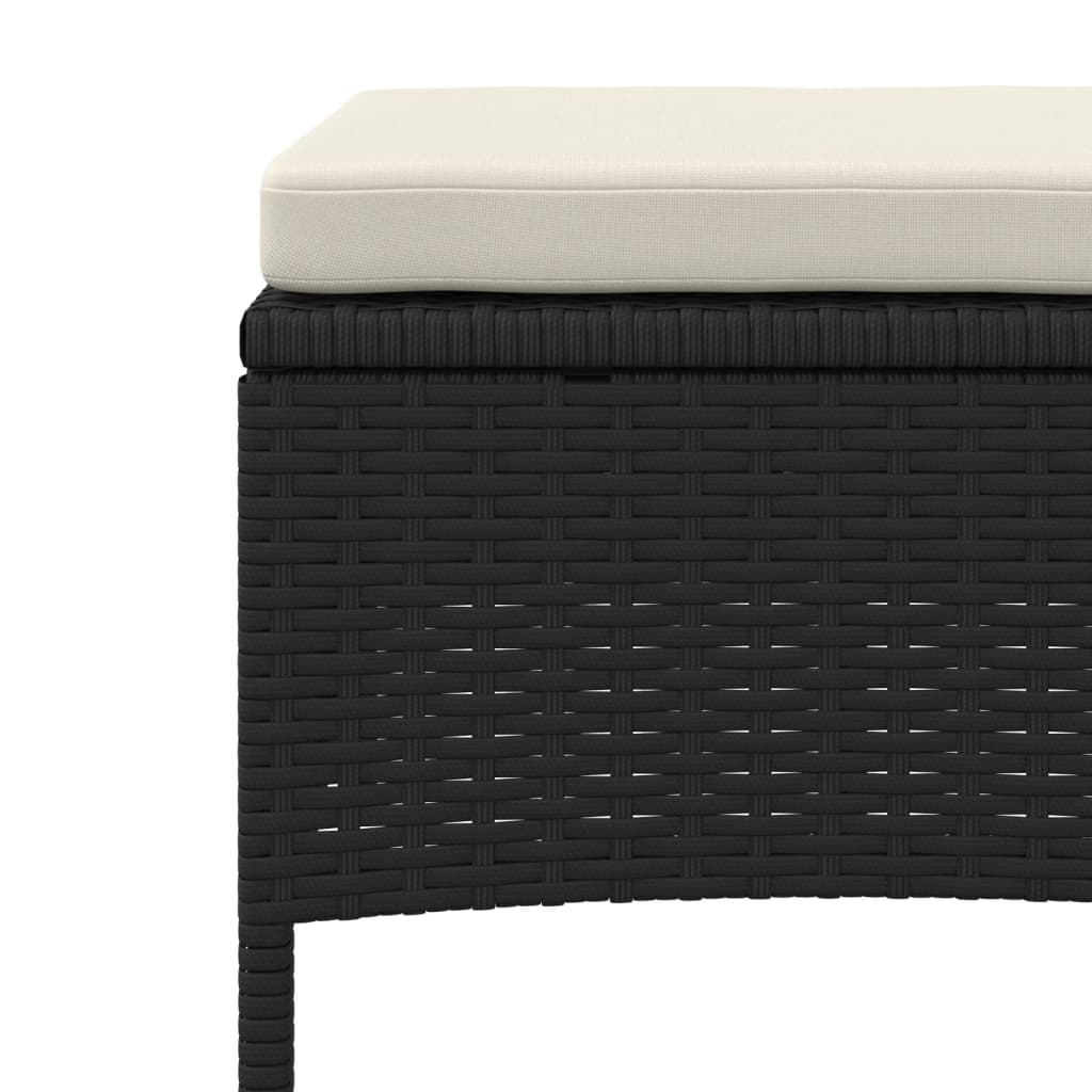 vidaXL Canapé de jardin 2 places avec table et tabourets résine tressée noir